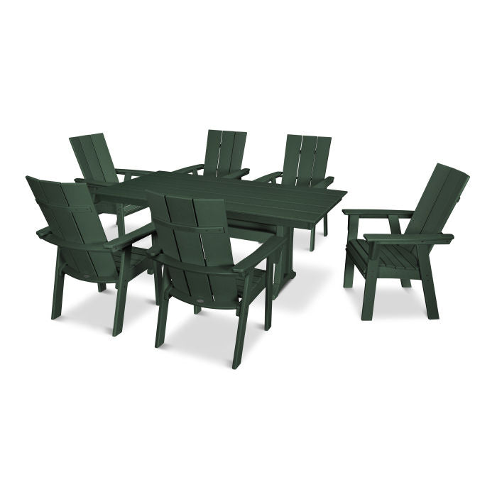 Modern Curveback Adirondack 7-Piece Farmhouse Dining Set with Trestle Legs