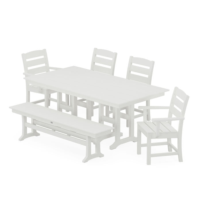 Lakeside 6-Piece Farmhouse Dining Set with Bench in Vintage Finish