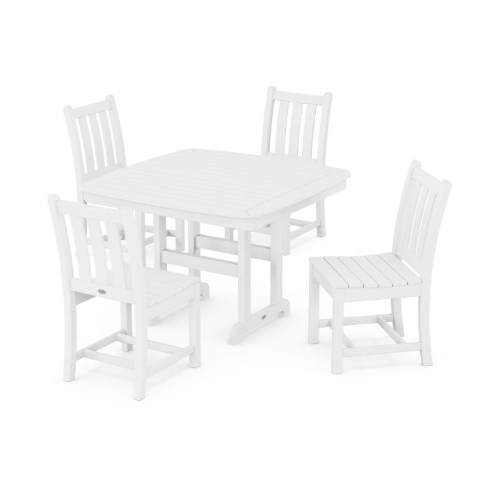 Traditional Garden Side Chair 5-Piece Dining Set with Trestle Legs