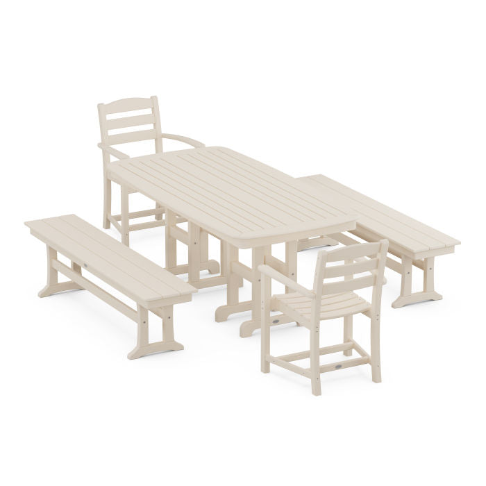 La Casa Café 5-Piece Dining Set with Benches