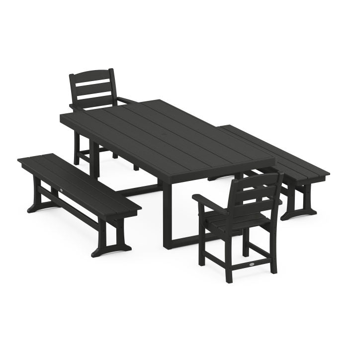 Lakeside 5-Piece Dining Set with Benches
