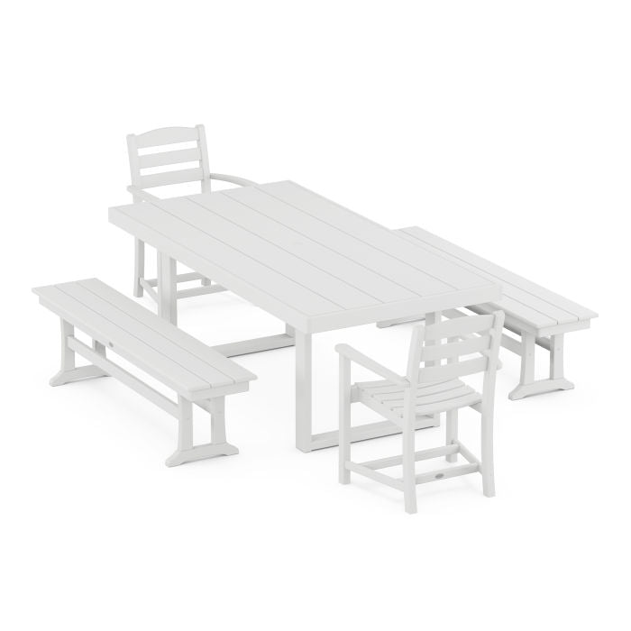 La Casa Café 5-Piece Dining Set with Benches