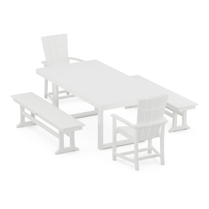 Quattro 5-Piece Dining Set with Benches