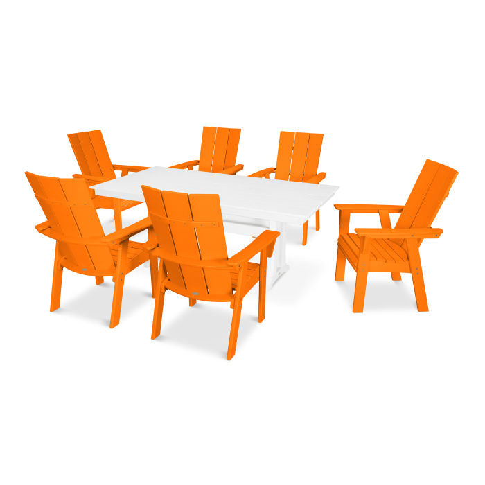 Modern Curveback Adirondack 7-Piece Farmhouse Dining Set with Trestle Legs