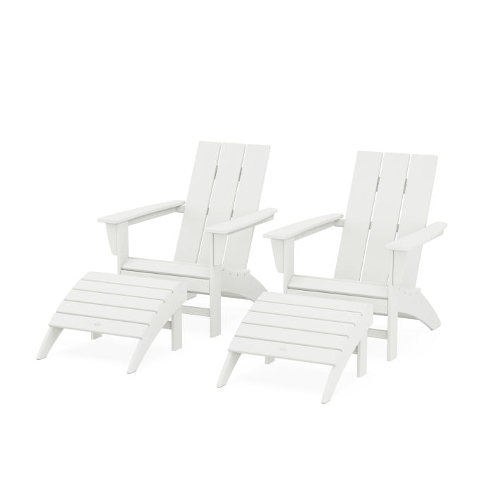 Modern Adirondack Chair 4-Piece Set with Ottomans in Vintage Finish