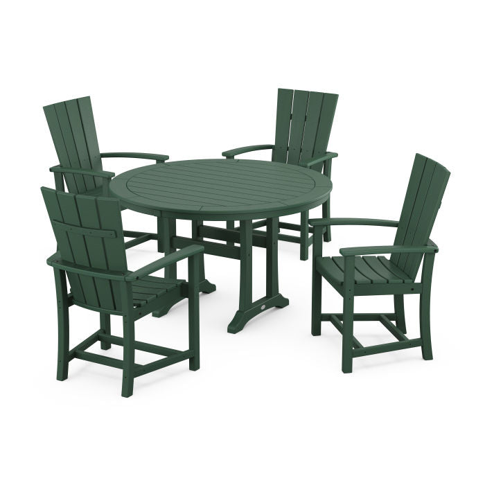 Quattro 5-Piece Round Dining Set with Trestle Legs