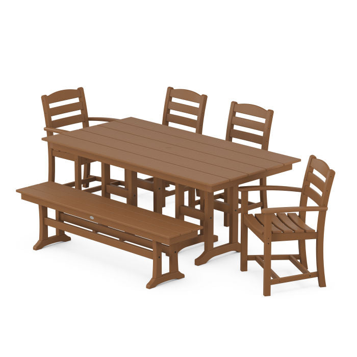La Casa Café 6-Piece Farmhouse Dining Set with Bench