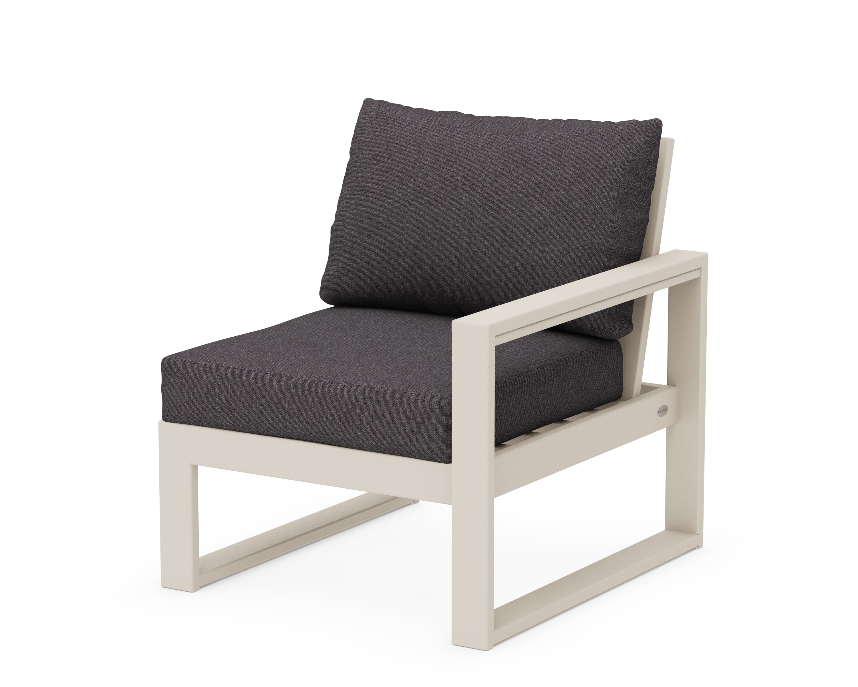 POLYWOOD® EDGE Modular Right Arm Chair in Sand / Ash Charcoal