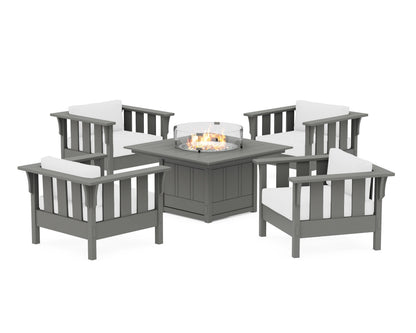 Martha Stewart by POLYWOOD® Acadia 5-Piece Deep Seating Set with Fire Pit Table in Slate Grey / Natural