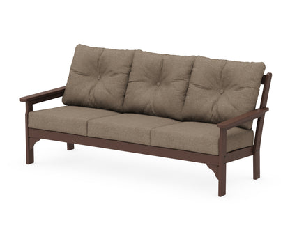 POLYWOOD® Vineyard Deep Seating Sofa in Mahogany / Spiced Burlap