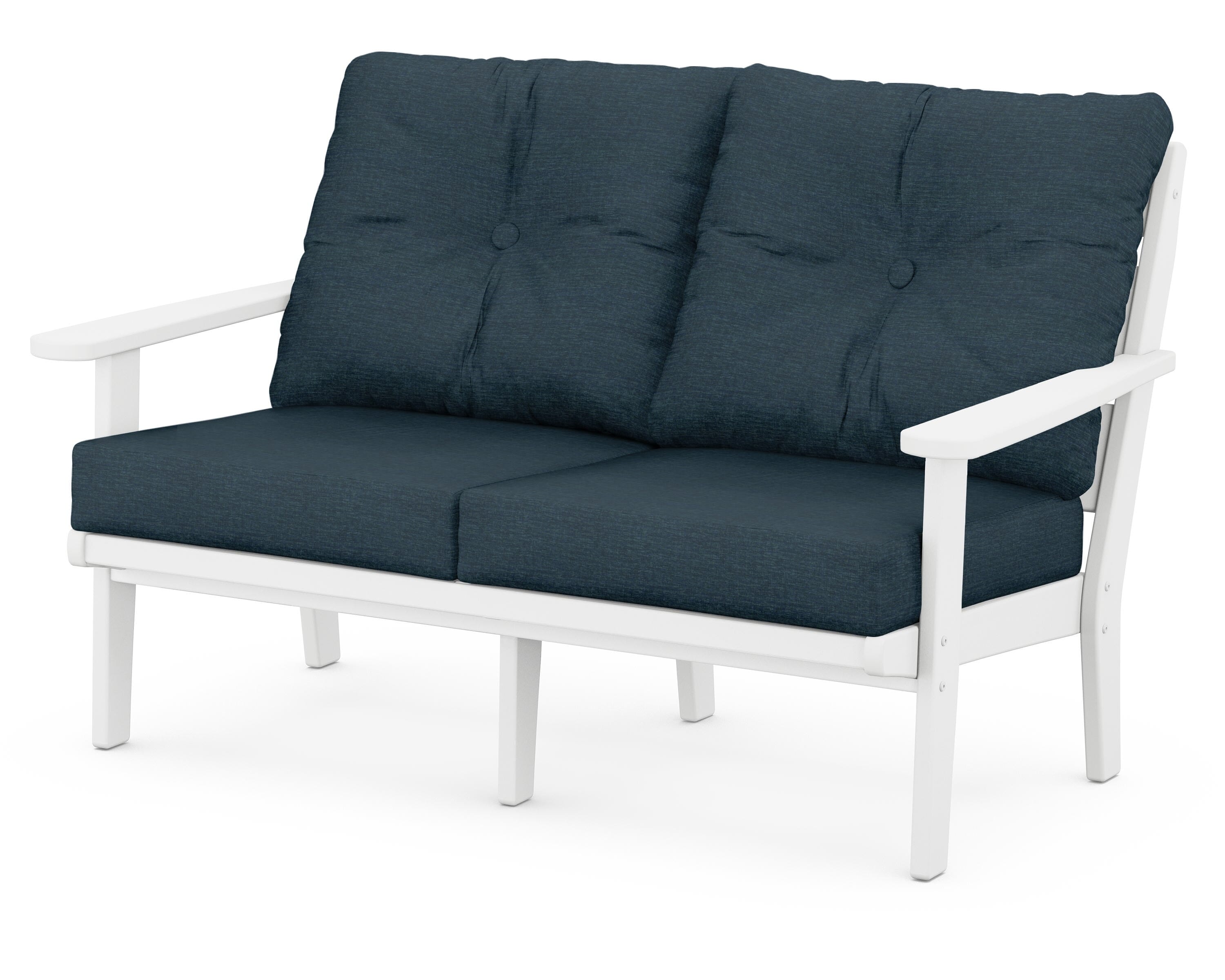 POLYWOOD® Lakeside Deep Seating Loveseat in White / Platform Indigo