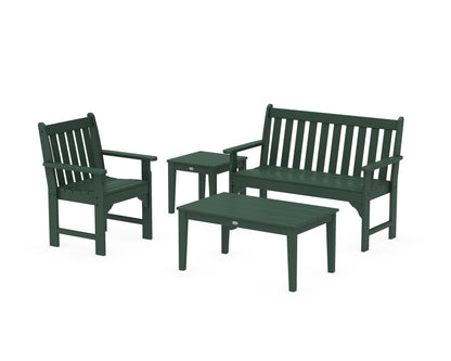 POLYWOOD® Vineyard 4-Piece Bench Seating Set in Green