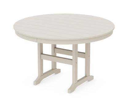 POLYWOOD® 48" Round Farmhouse Dining Table in Sand