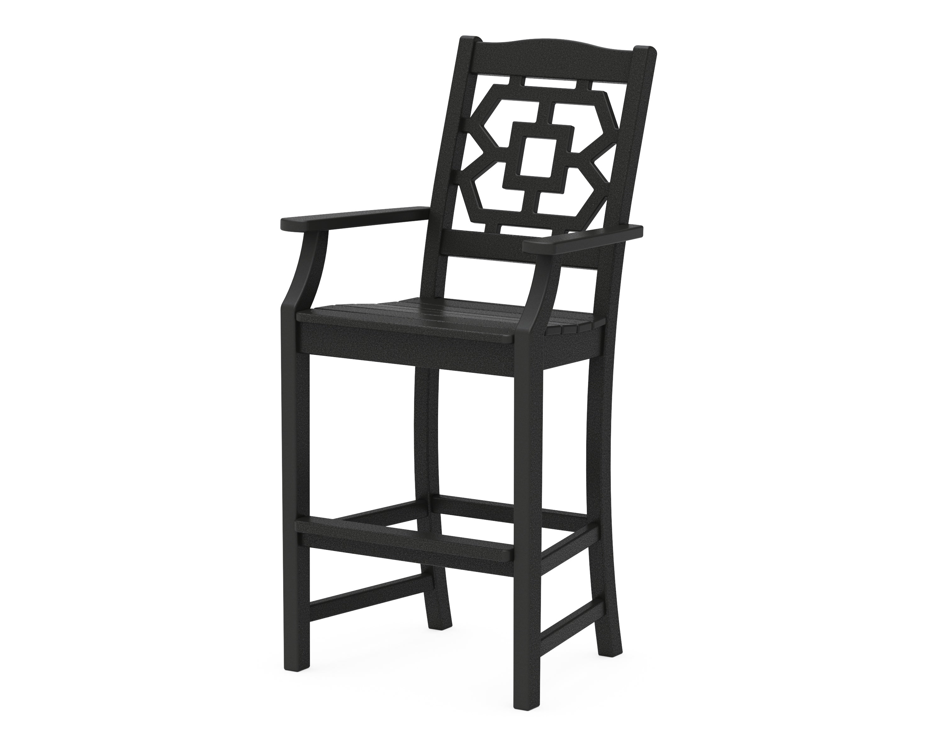 Martha Stewart by POLYWOOD® Chinoiserie Bar Arm Chair in Black