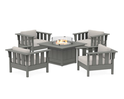 Martha Stewart by POLYWOOD® Acadia 5-Piece Deep Seating Set with Fire Pit Table in Slate Grey / Cast Ash