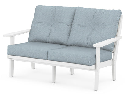 POLYWOOD® Lakeside Deep Seating Loveseat in White / Exhale Sky