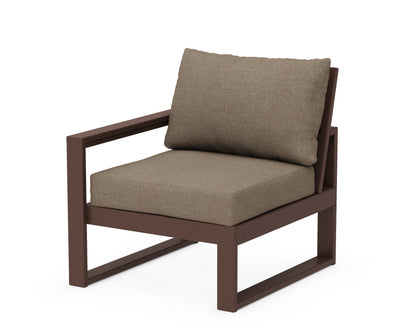 POLYWOOD® EDGE Modular Left Arm Chair in Mahogany / Spiced Burlap