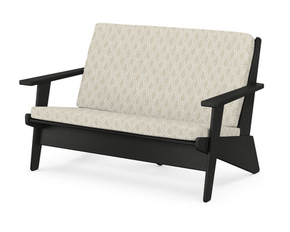 POLYWOOD® Riviera Modern Lounge Loveseat in Black / Solve Linen
