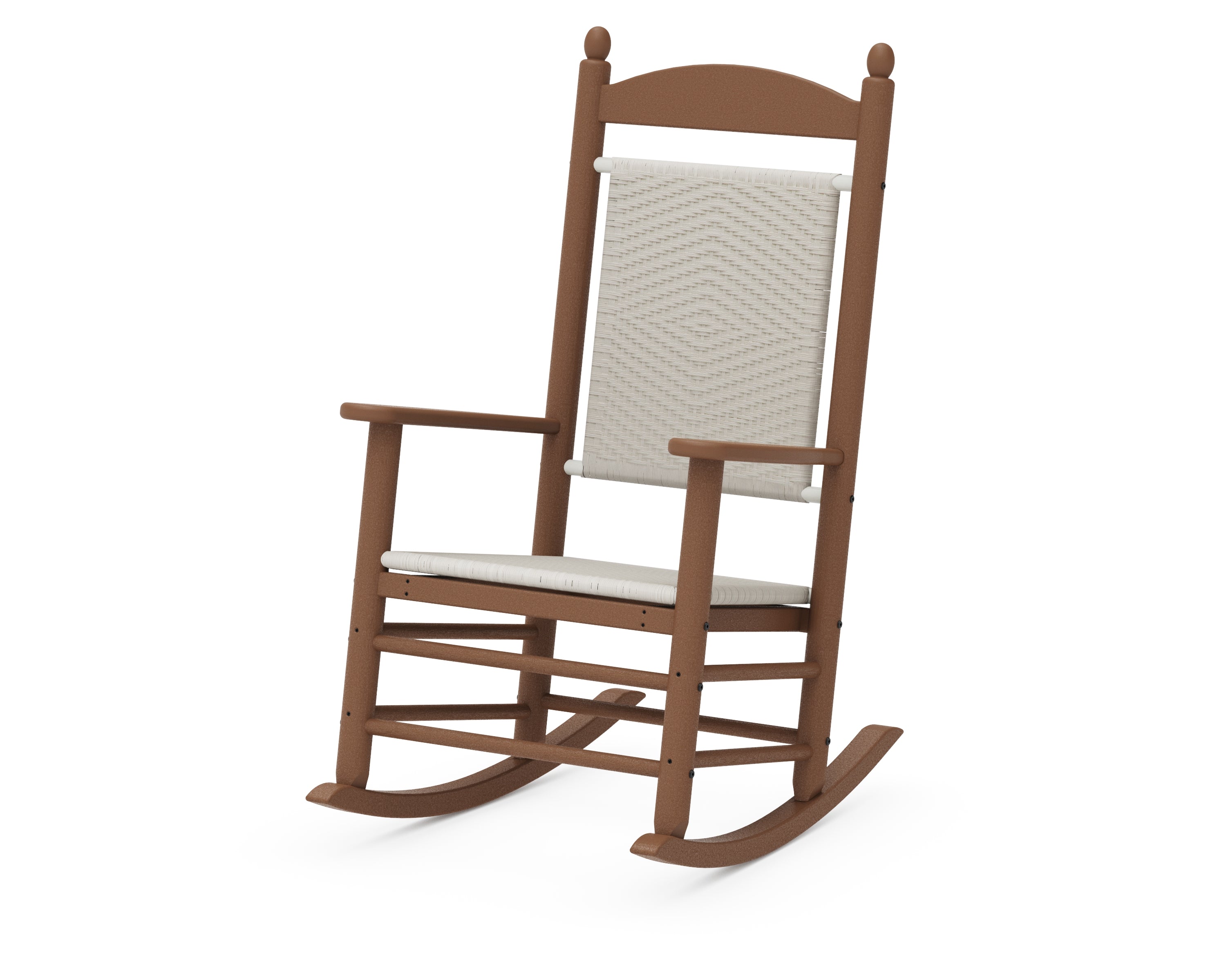 POLYWOOD® Jefferson Woven Rocking Chair in Teak / White Loom