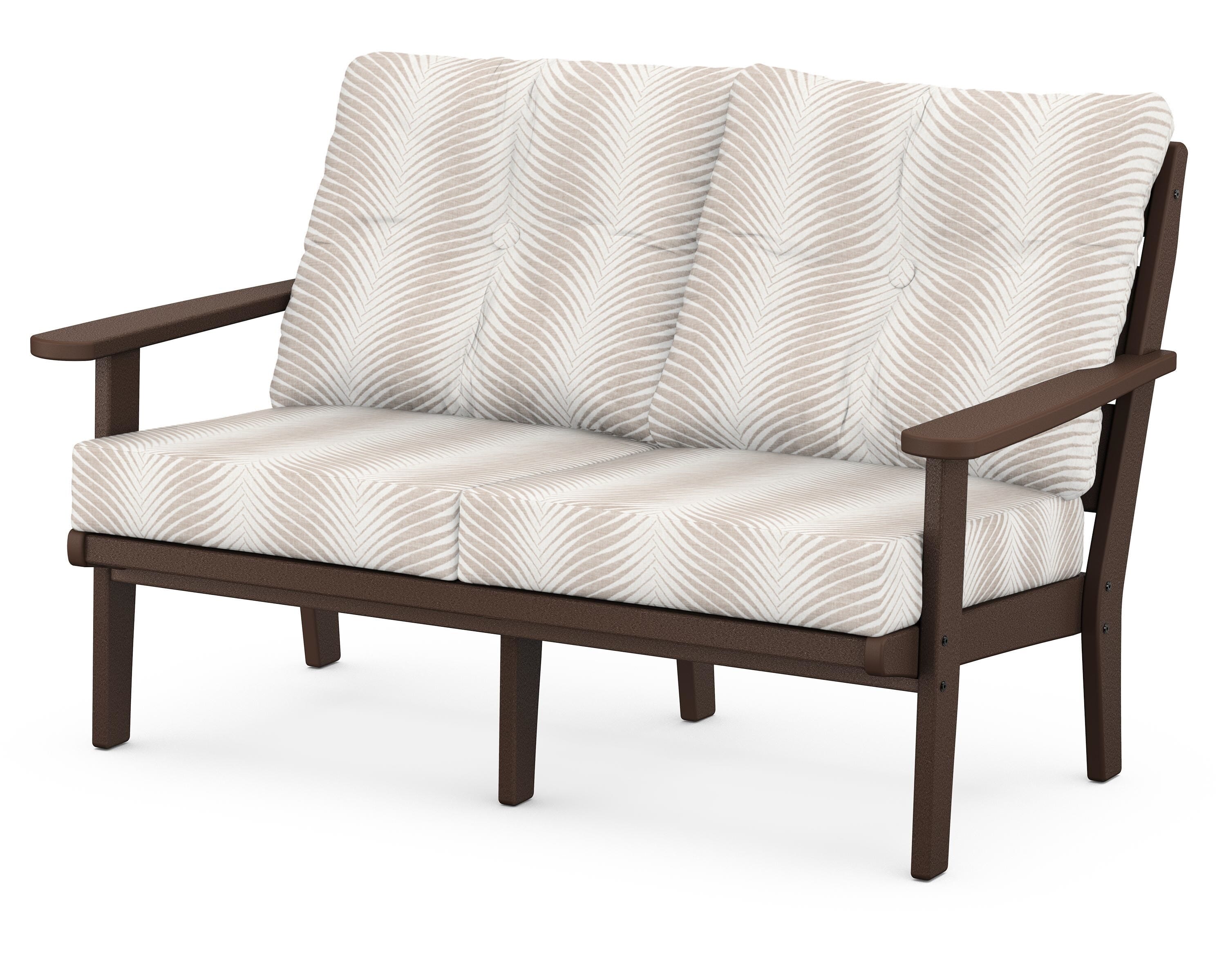 POLYWOOD® Lakeside Deep Seating Loveseat in Mahogany / Clock Out Cloud