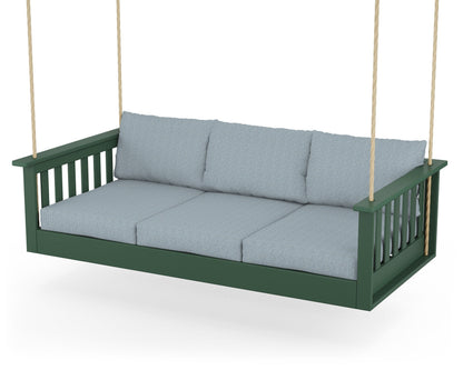 POLYWOOD® Vineyard Daybed Swing in Green / Exhale Sky