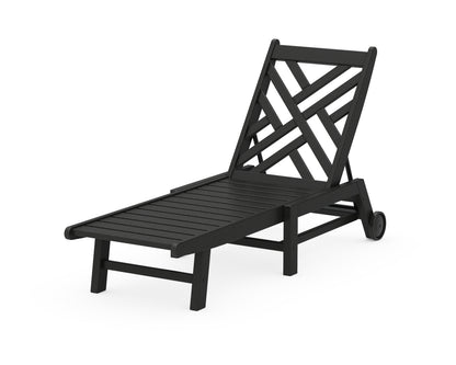 POLYWOOD® Chippendale Chaise with Wheels in Black