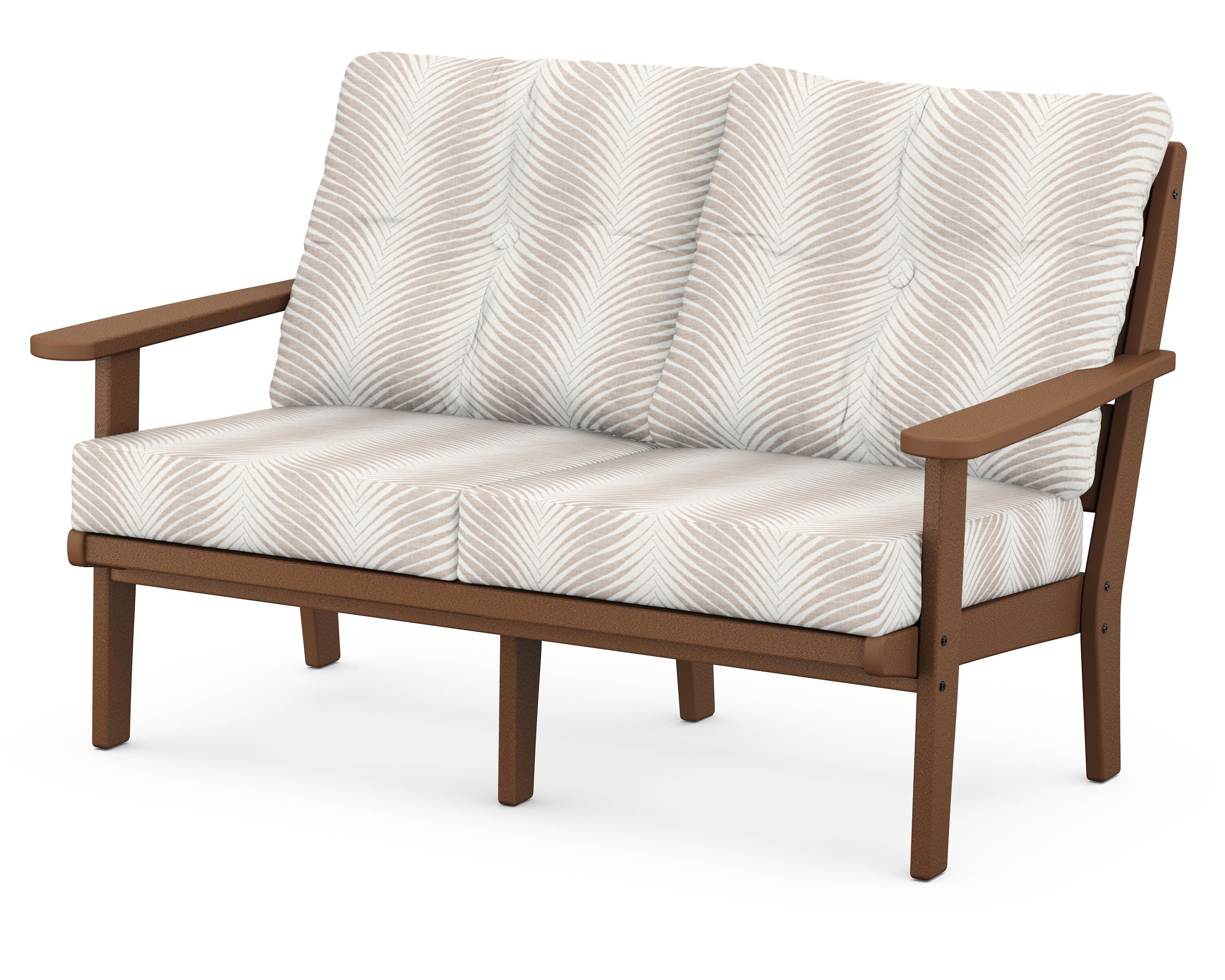 POLYWOOD® Lakeside Deep Seating Loveseat in Teak / Clock Out Cloud