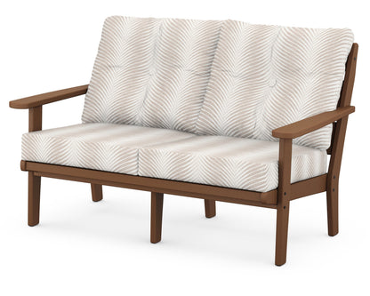 POLYWOOD® Lakeside Deep Seating Loveseat in Teak / Clock Out Cloud