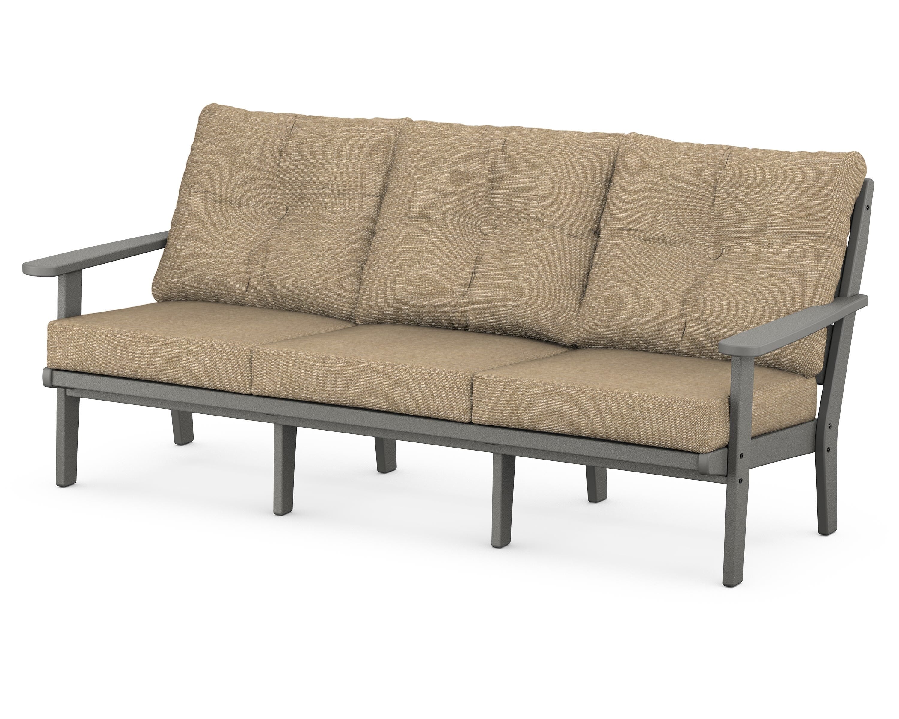 POLYWOOD® Lakeside Deep Seating Sofa in Slate Grey / Charmer Desert