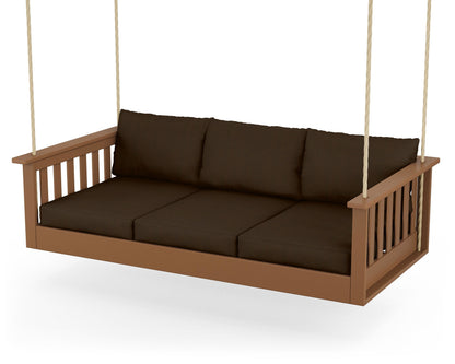 POLYWOOD® Vineyard Daybed Swing in Teak / Canvas Java