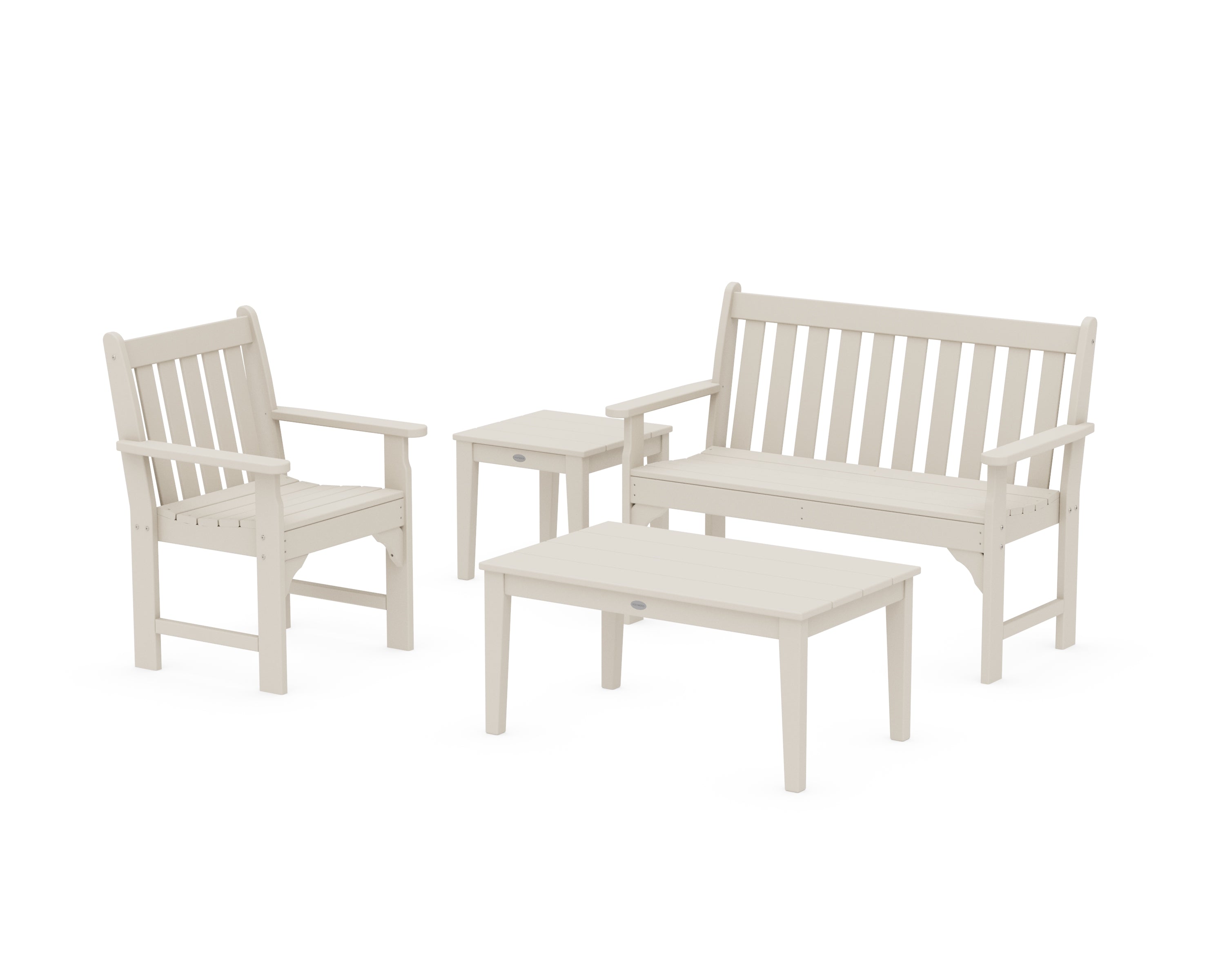 POLYWOOD® Vineyard 4-Piece Bench Seating Set in Sand