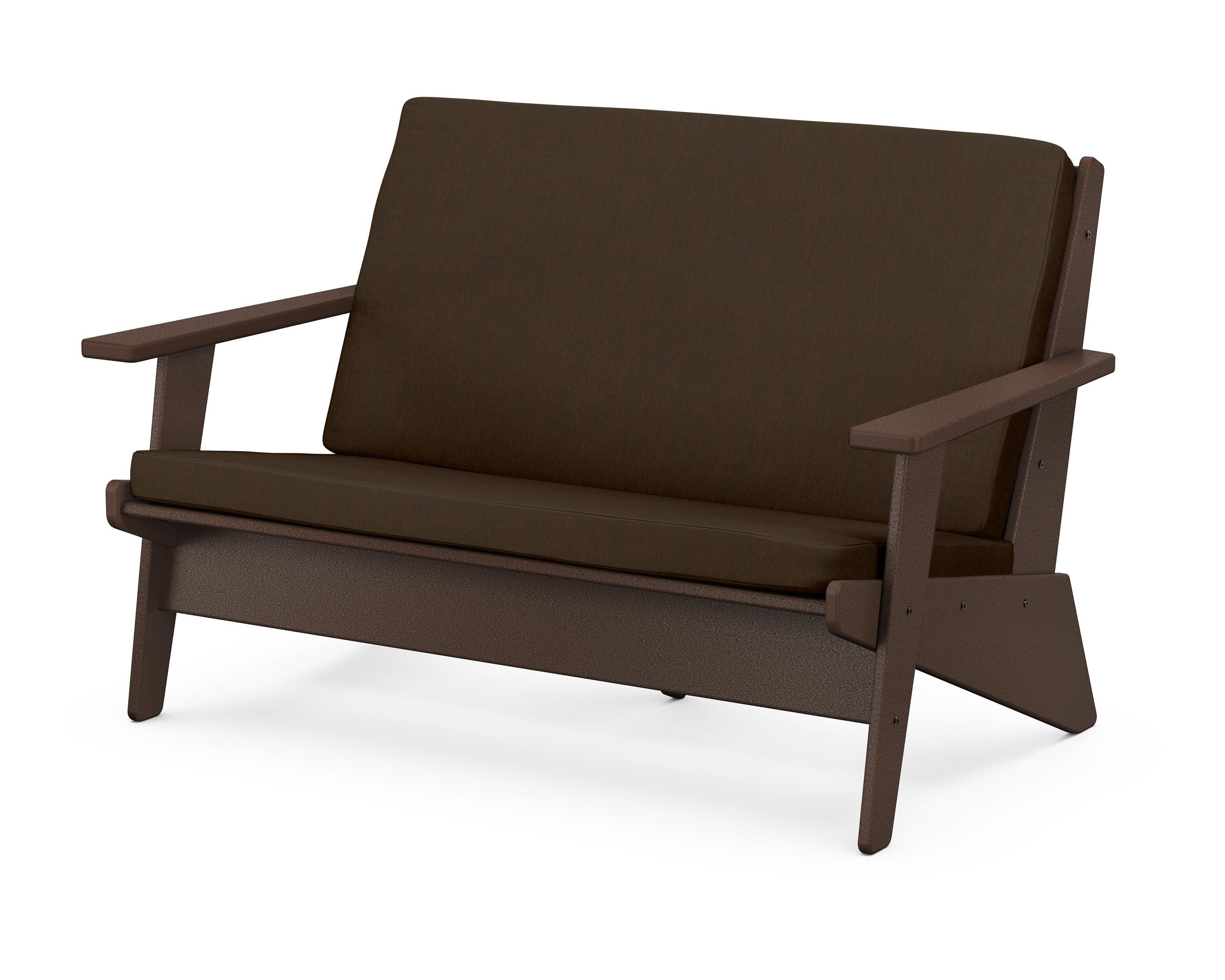 POLYWOOD® Riviera Modern Lounge Loveseat in Mahogany / Canvas Java
