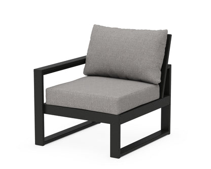 POLYWOOD® EDGE Modular Left Arm Chair in Black / Grey Mist
