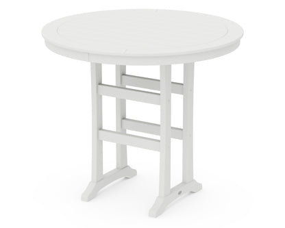 POLYWOOD® Nautical Trestle 48" Round Bar Table in White