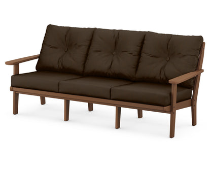 POLYWOOD® Lakeside Deep Seating Sofa in Teak / Canvas Java