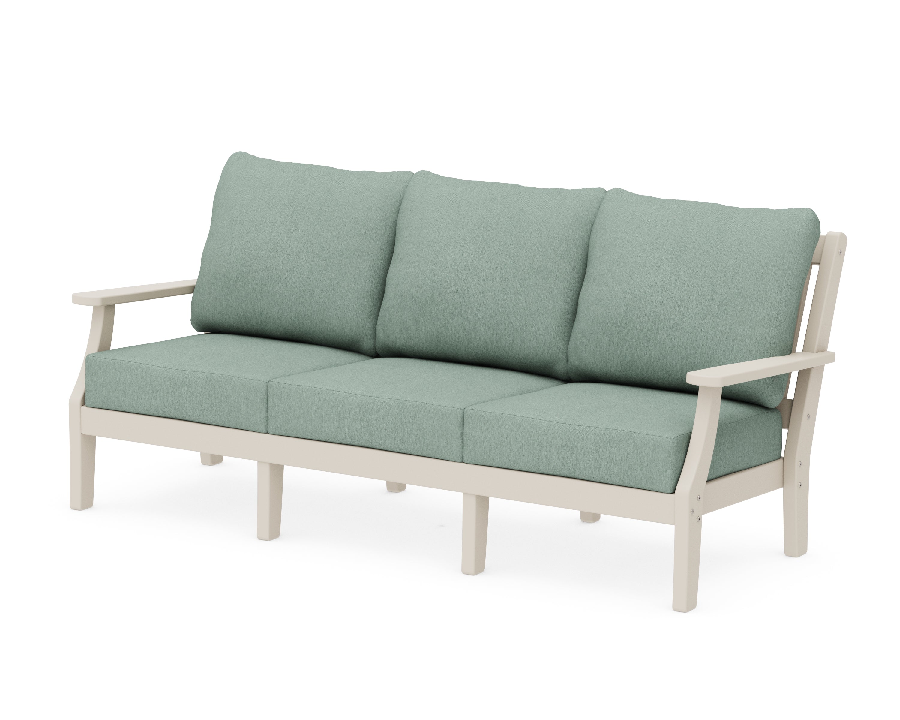 Martha Stewart by POLYWOOD® Chinoiserie Deep Seating Sofa in Sand / Glacier Spa
