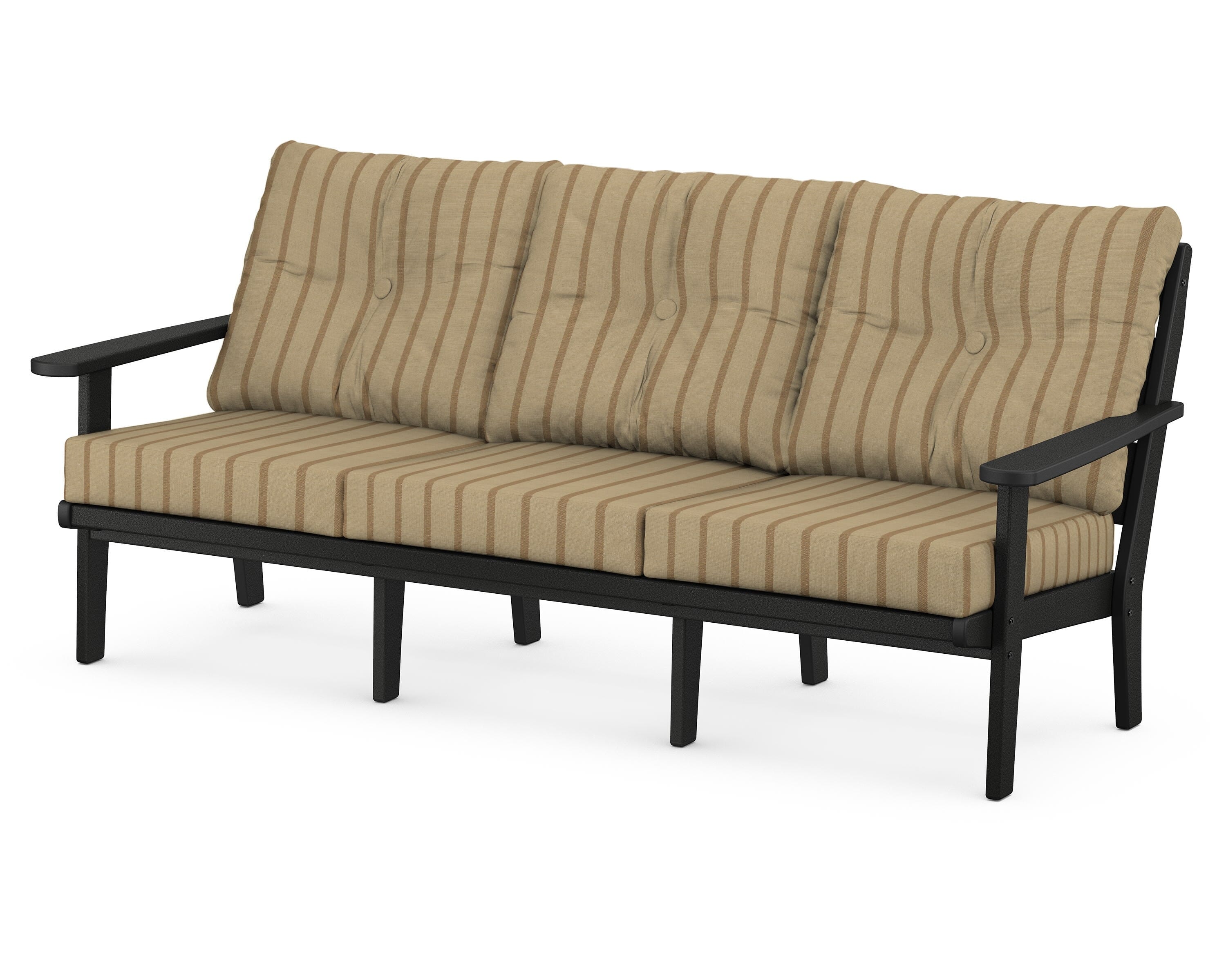 POLYWOOD® Lakeside Deep Seating Sofa in Black / Unwind Driftwood