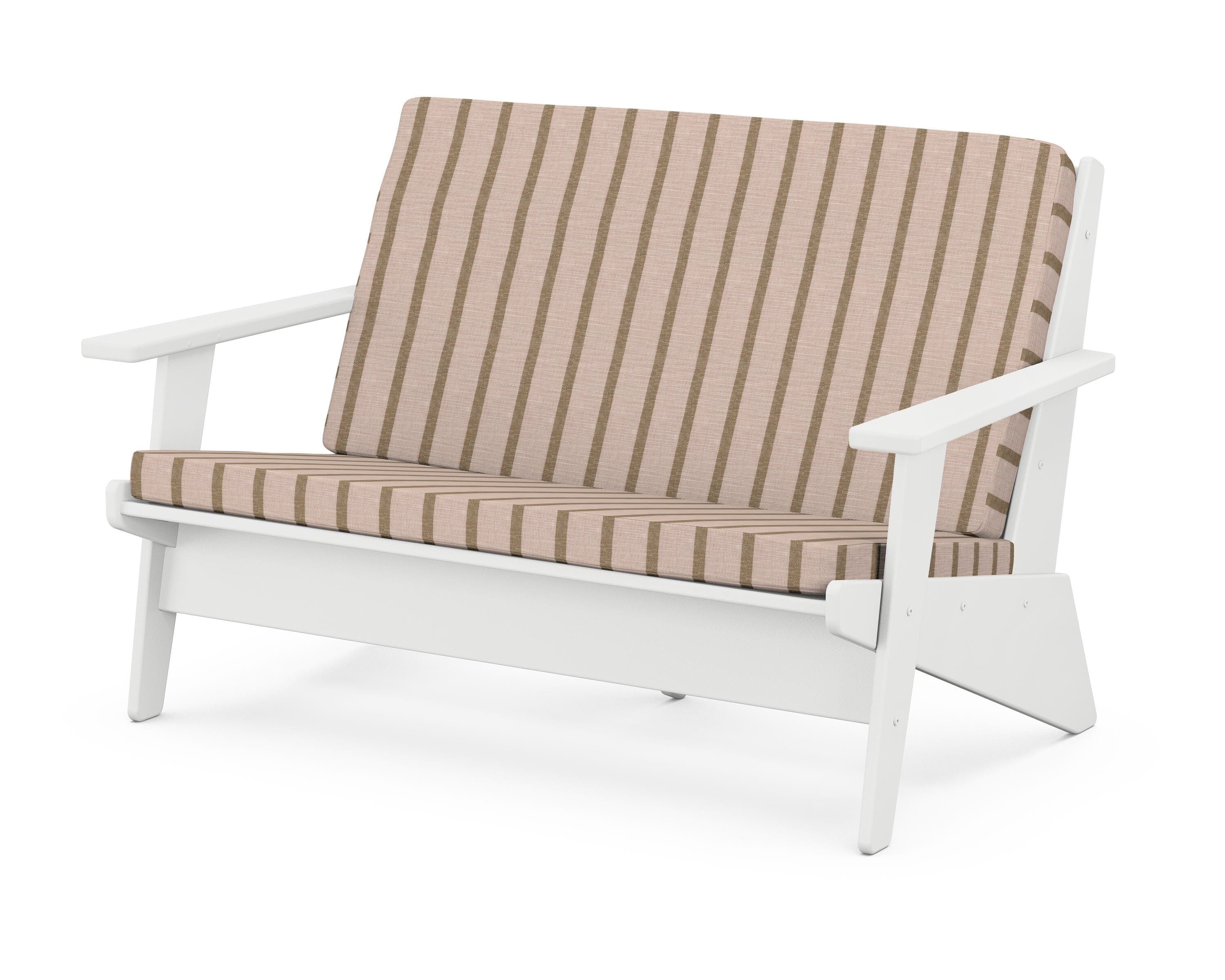POLYWOOD® Riviera Modern Lounge Loveseat in White / Unwind Cameo