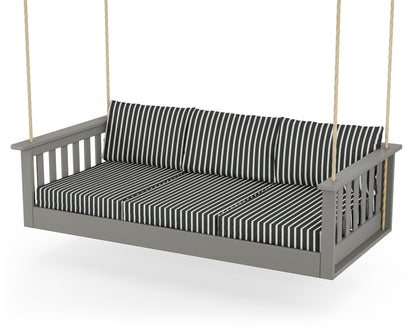 POLYWOOD® Vineyard Daybed Swing in Slate Grey / Shore Classic