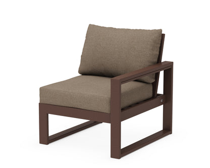 POLYWOOD® EDGE Modular Right Arm Chair in Mahogany / Spiced Burlap