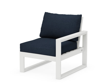 POLYWOOD® EDGE Modular Right Arm Chair in White / Marine Indigo