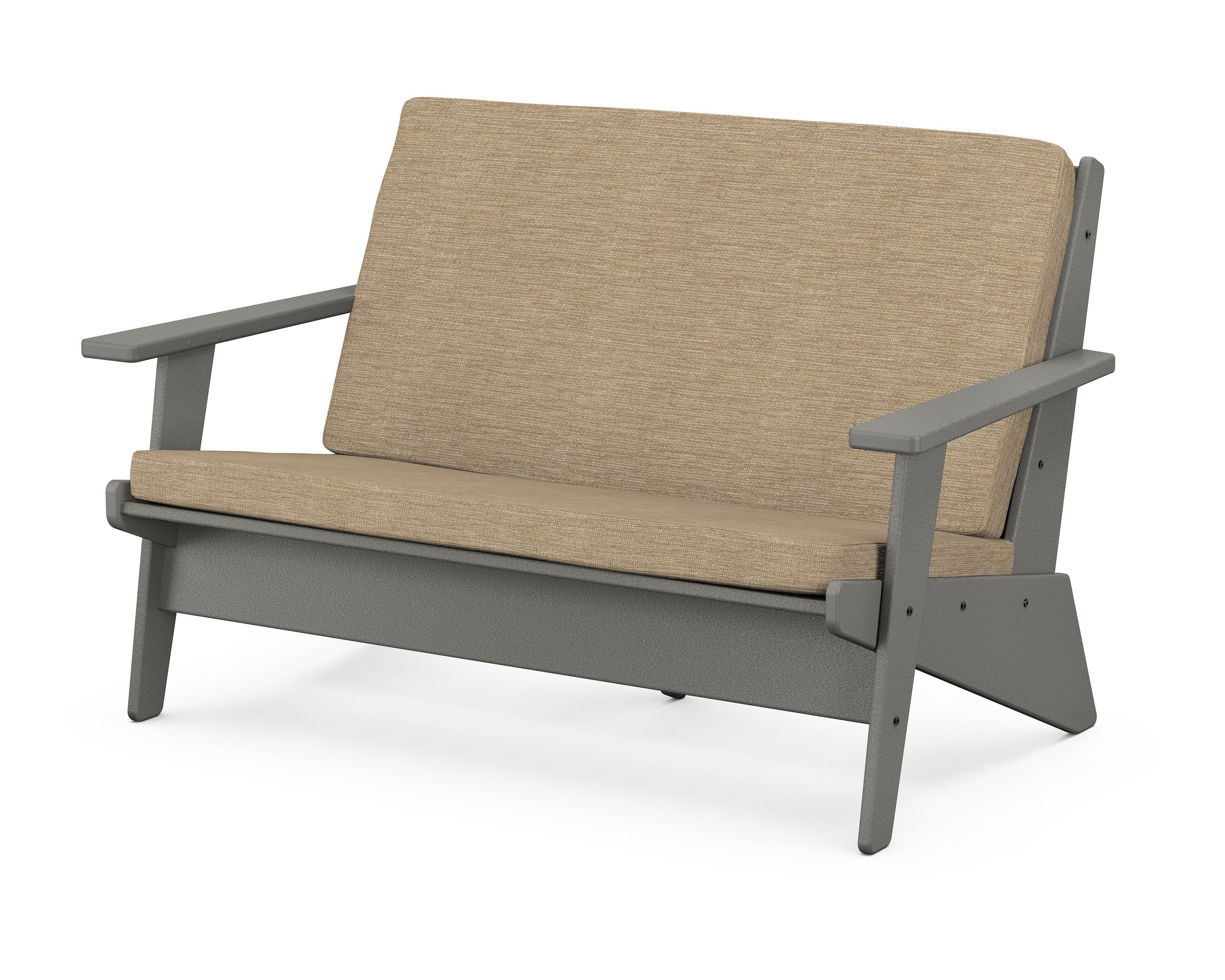 POLYWOOD® Riviera Modern Lounge Loveseat in Slate Grey / Charmer Desert