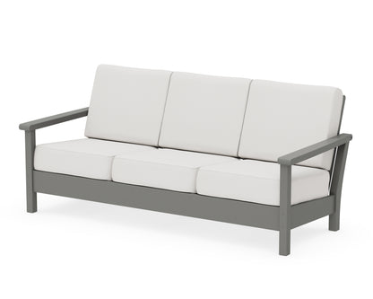 POLYWOOD® Harbour Deep Seating Sofa in Slate Grey / Natural Linen