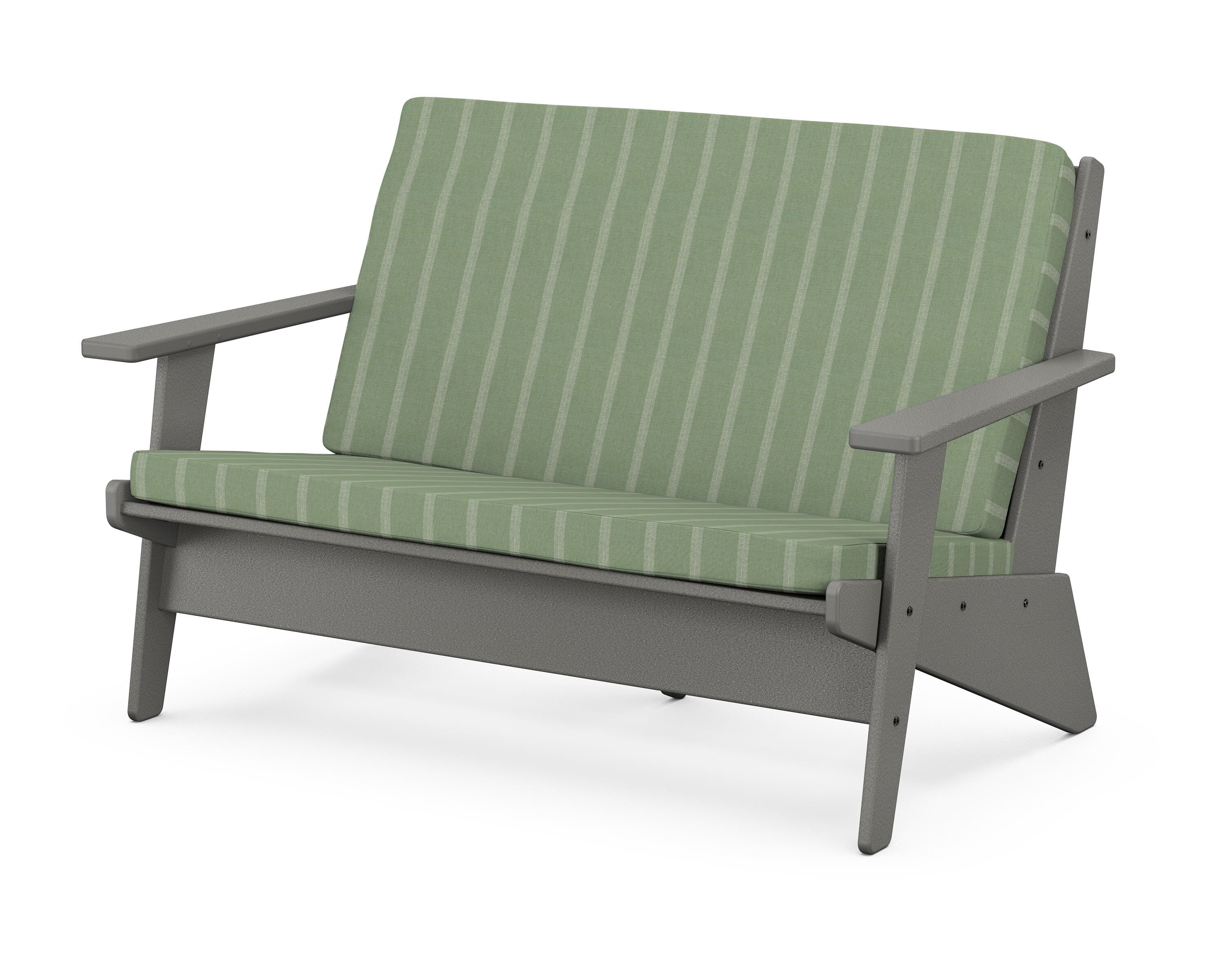 POLYWOOD® Riviera Modern Lounge Loveseat in Slate Grey / Unwind Rainwashed