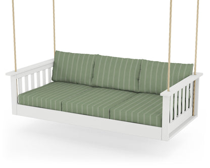 POLYWOOD® Vineyard Daybed Swing in White / Unwind Rainwashed