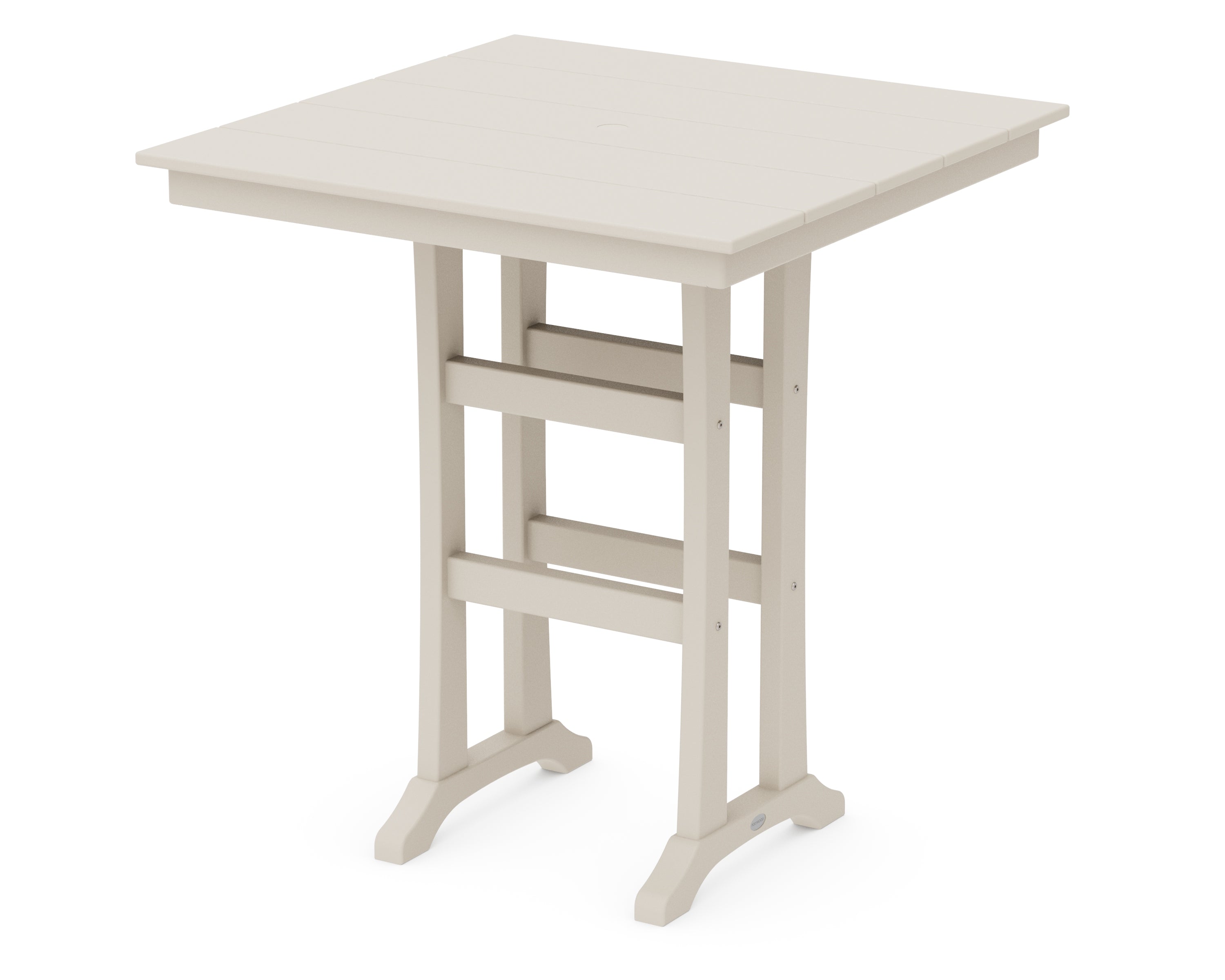 POLYWOOD® Farmhouse Trestle 37" Bar Table in Sand