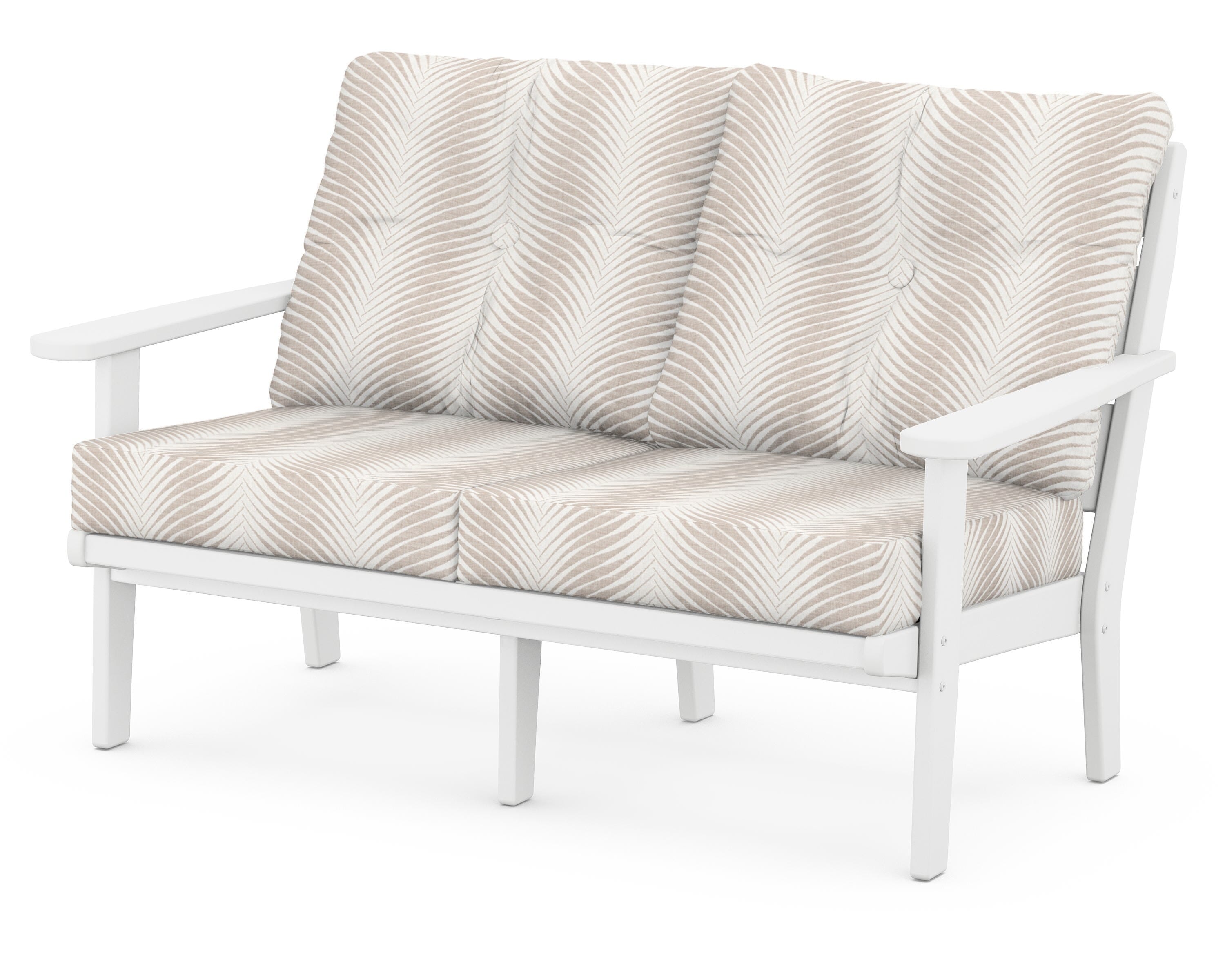 POLYWOOD® Lakeside Deep Seating Loveseat in White / Clock Out Cloud