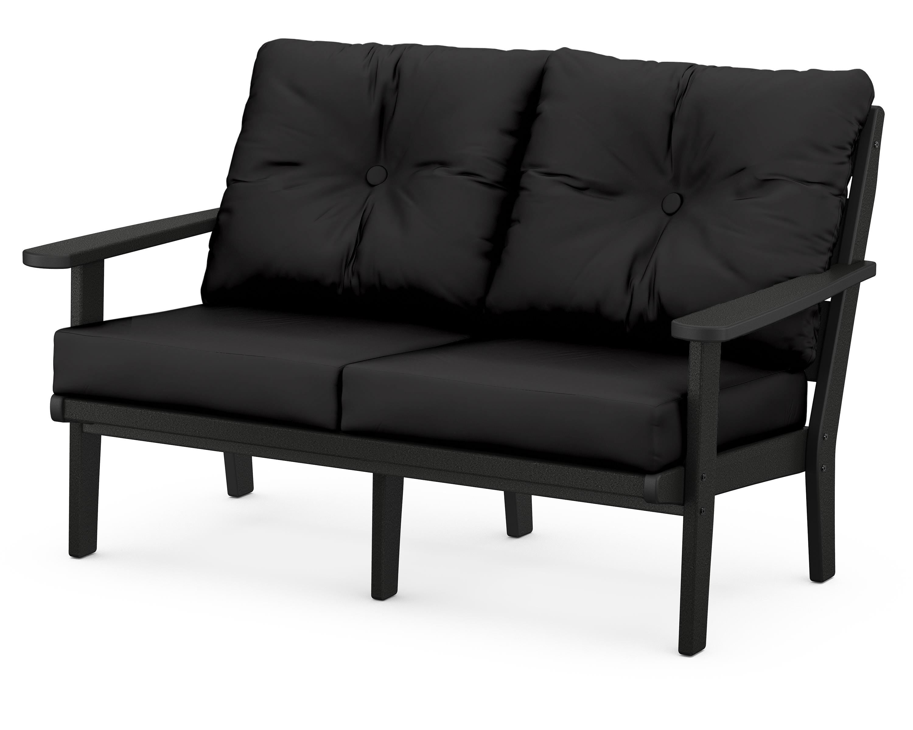POLYWOOD® Lakeside Deep Seating Loveseat in Black / Canvas Black