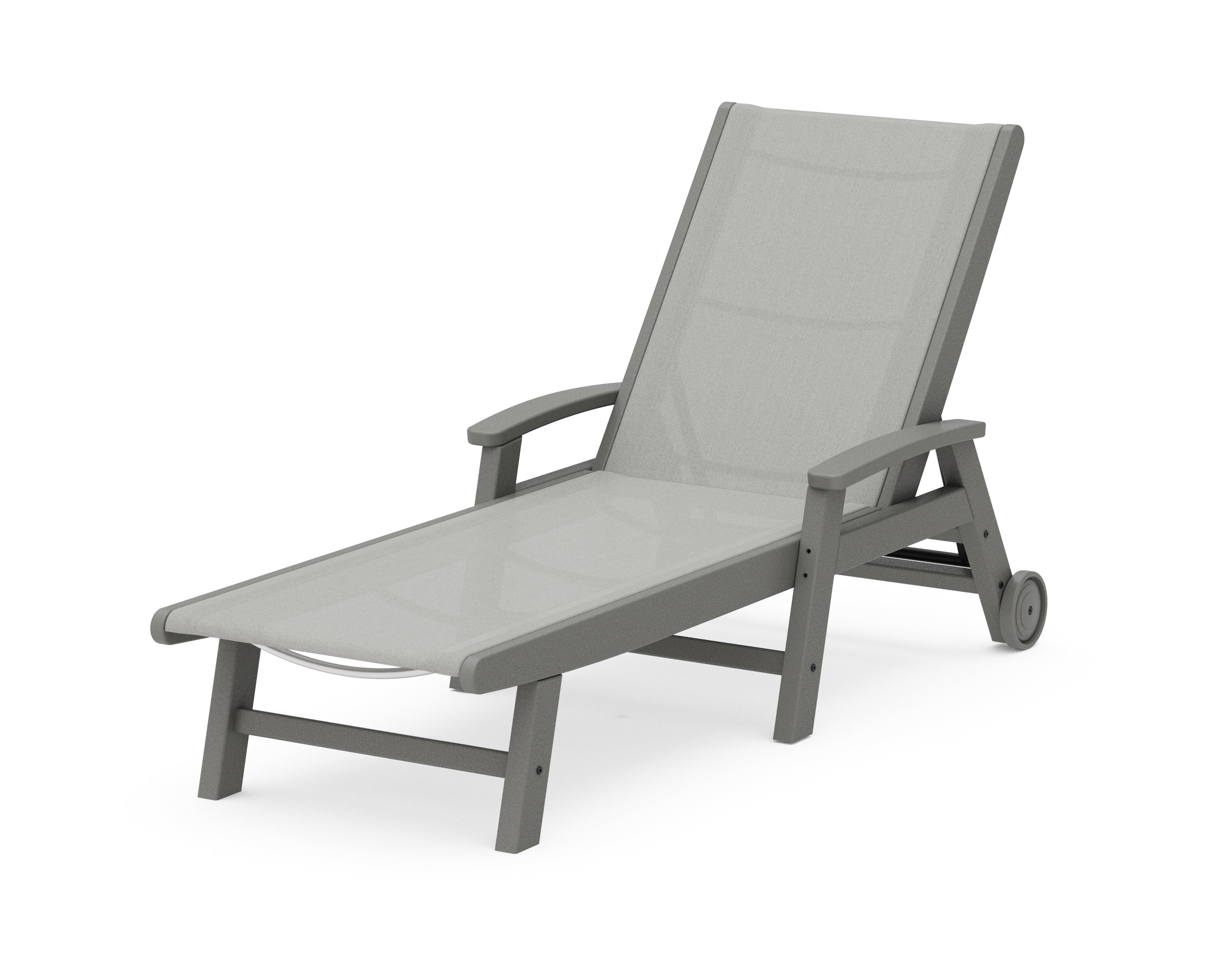 POLYWOOD® Coastal Chaise with Wheels in Slate Grey / Metallic Sling