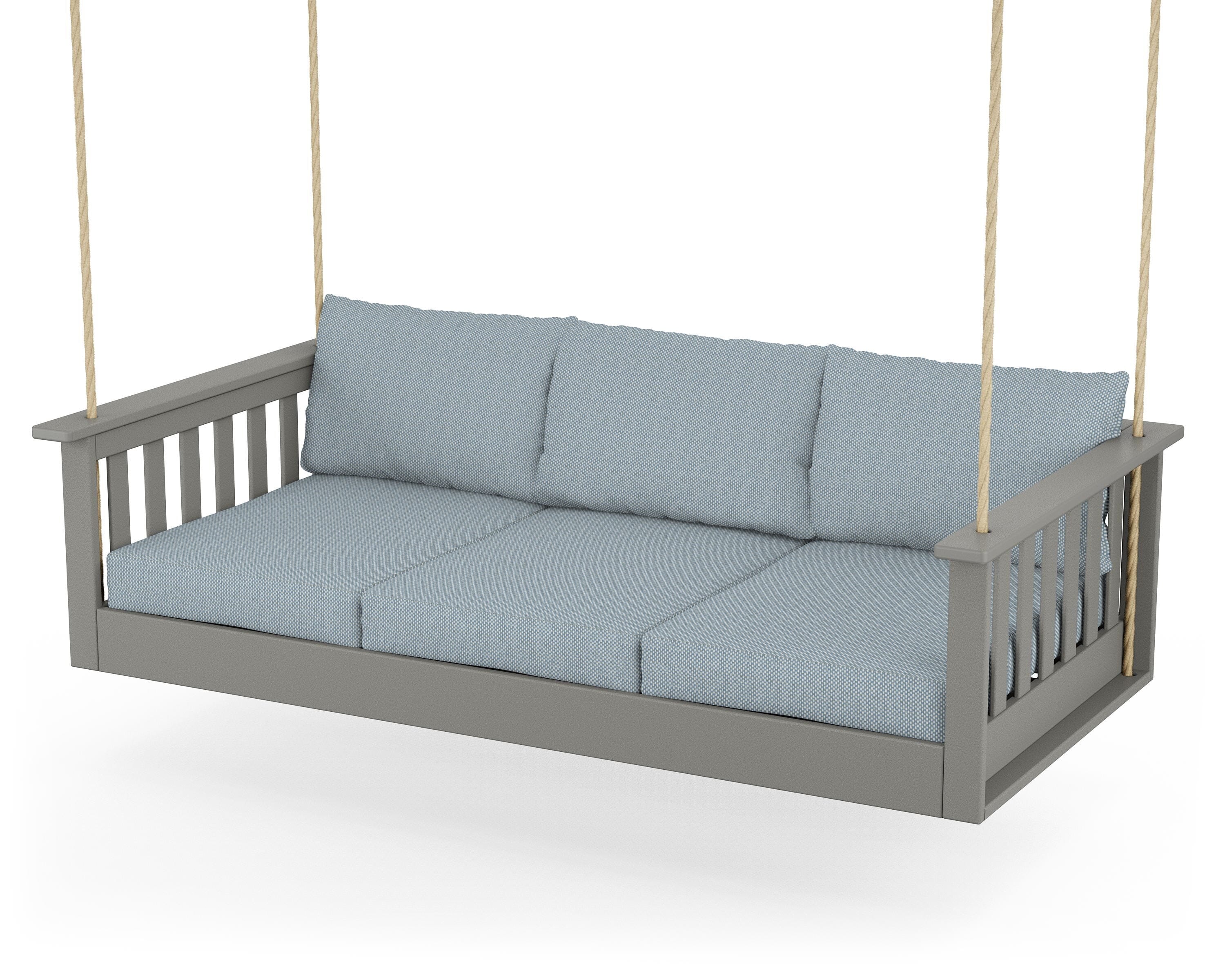 POLYWOOD® Vineyard Daybed Swing in Slate Grey / Exhale Sky